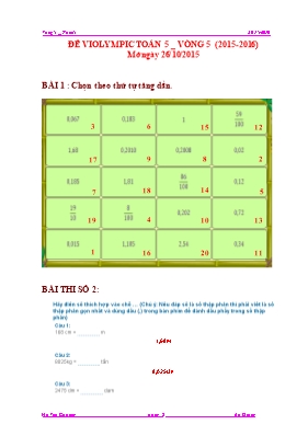 Đề thi Violympic môn Toán lớp 5 vòng 5 - Năm học 2016-2017